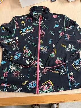 Koret Petites Jacket Travel Compass Barbie 80s Road Trip France size XL